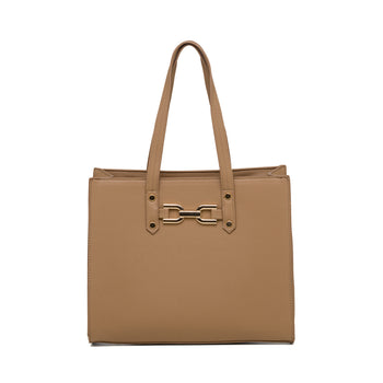 Borsa a spalla taupe da donna con morsetto Lora Ferres, Borse e accessori Donna, SKU b511001581, Immagine 0